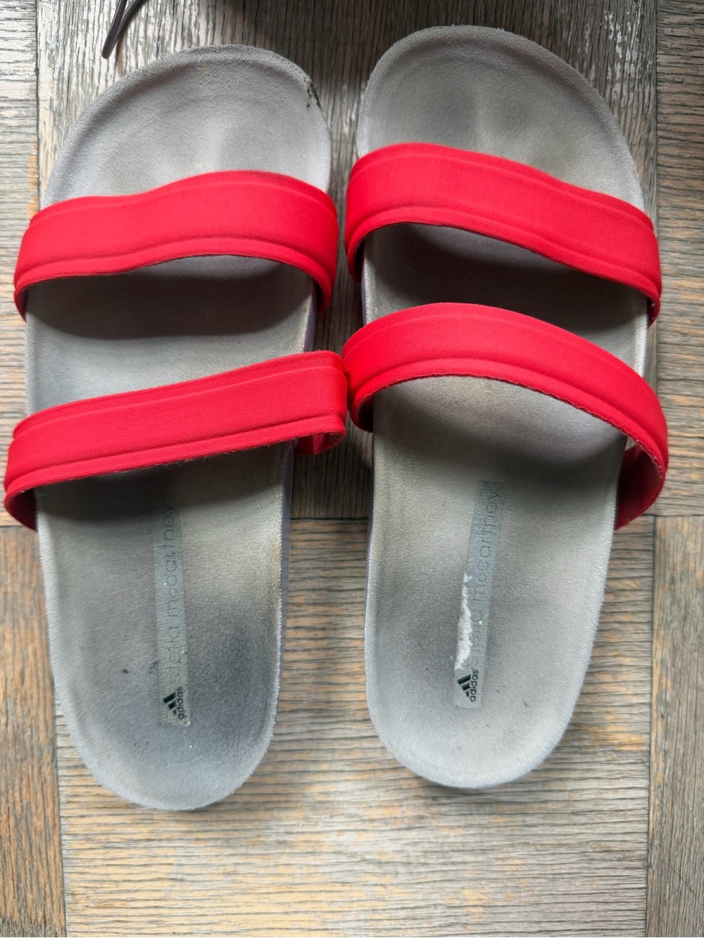 Adidas by Stella McCartney Red and Gray Slide Sandals
